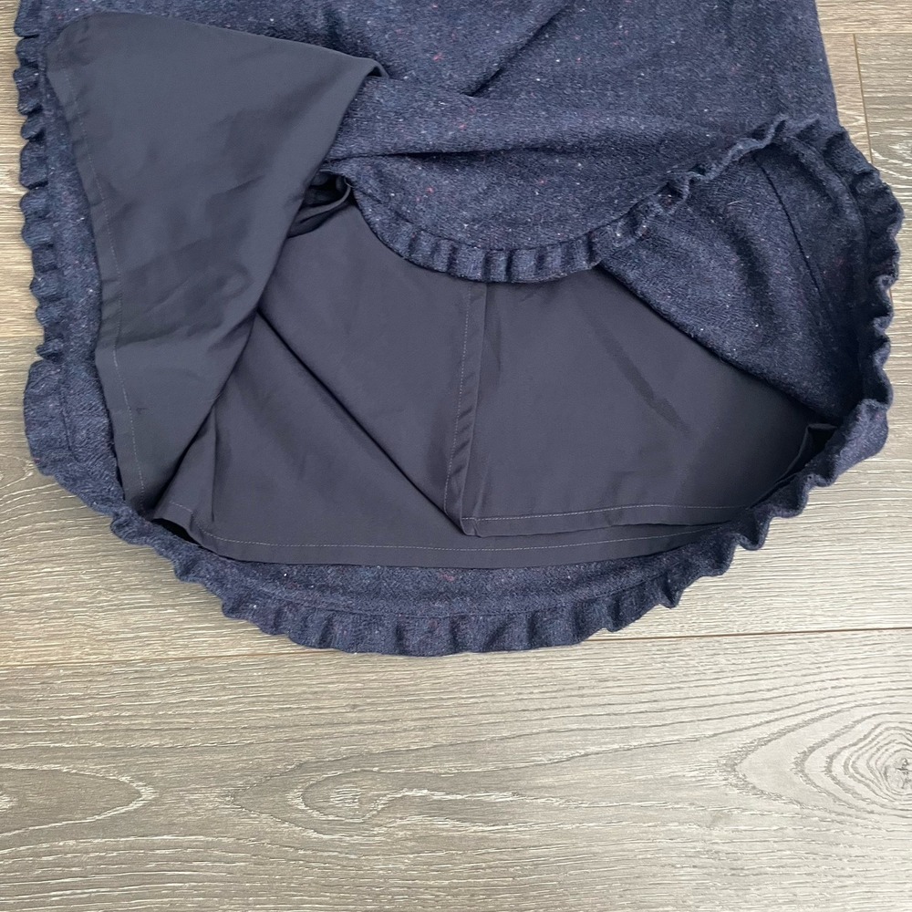 Talbots Skirt Womens‎ 8 Navy Blue Ruffle Wool Blend Pencil Faux Wrap Preppy Work - Picture 7 of 8